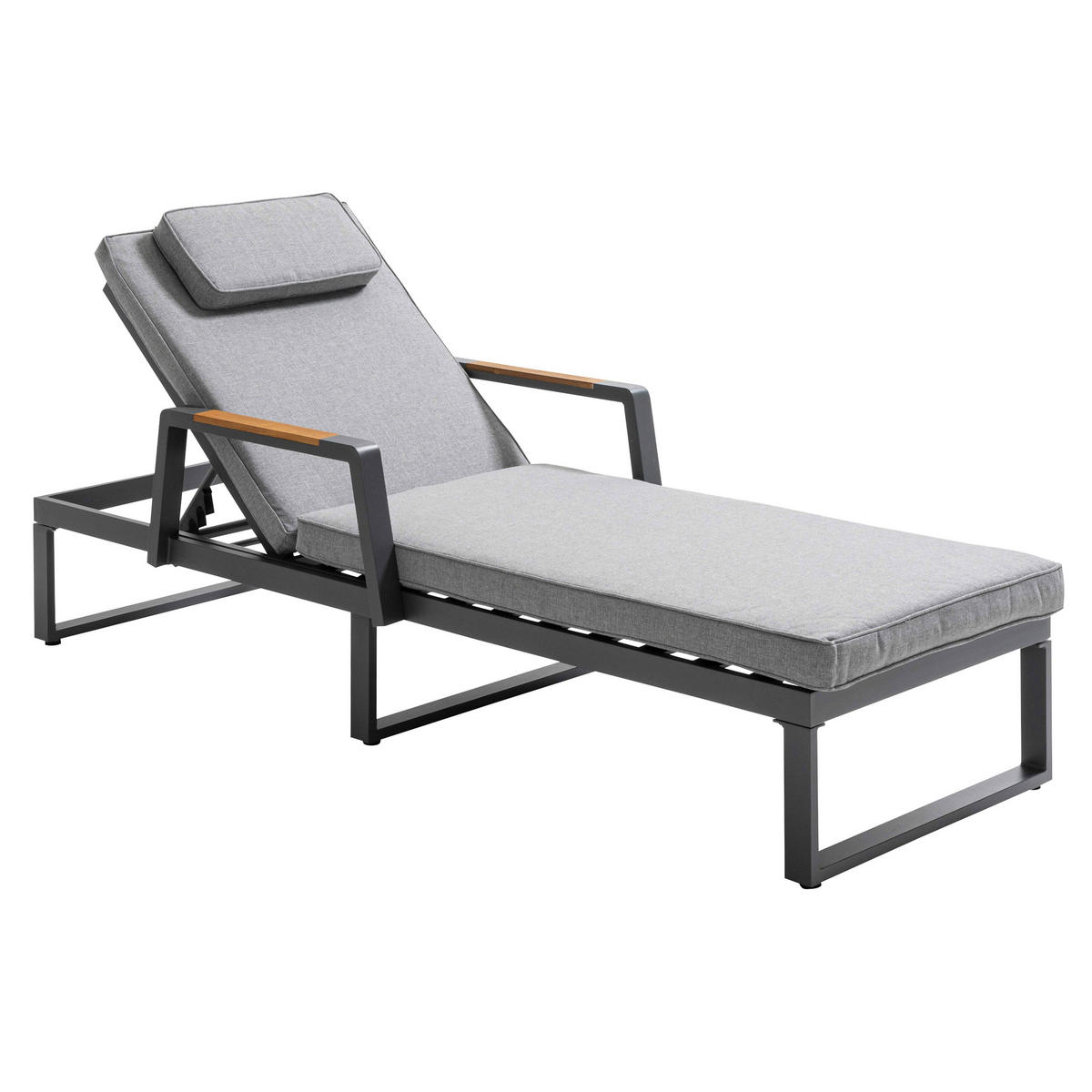 SONNENLIEGE, Schwarz - Schwarz, Holzwerkstoff (75.5/83/196cm) - Oviala