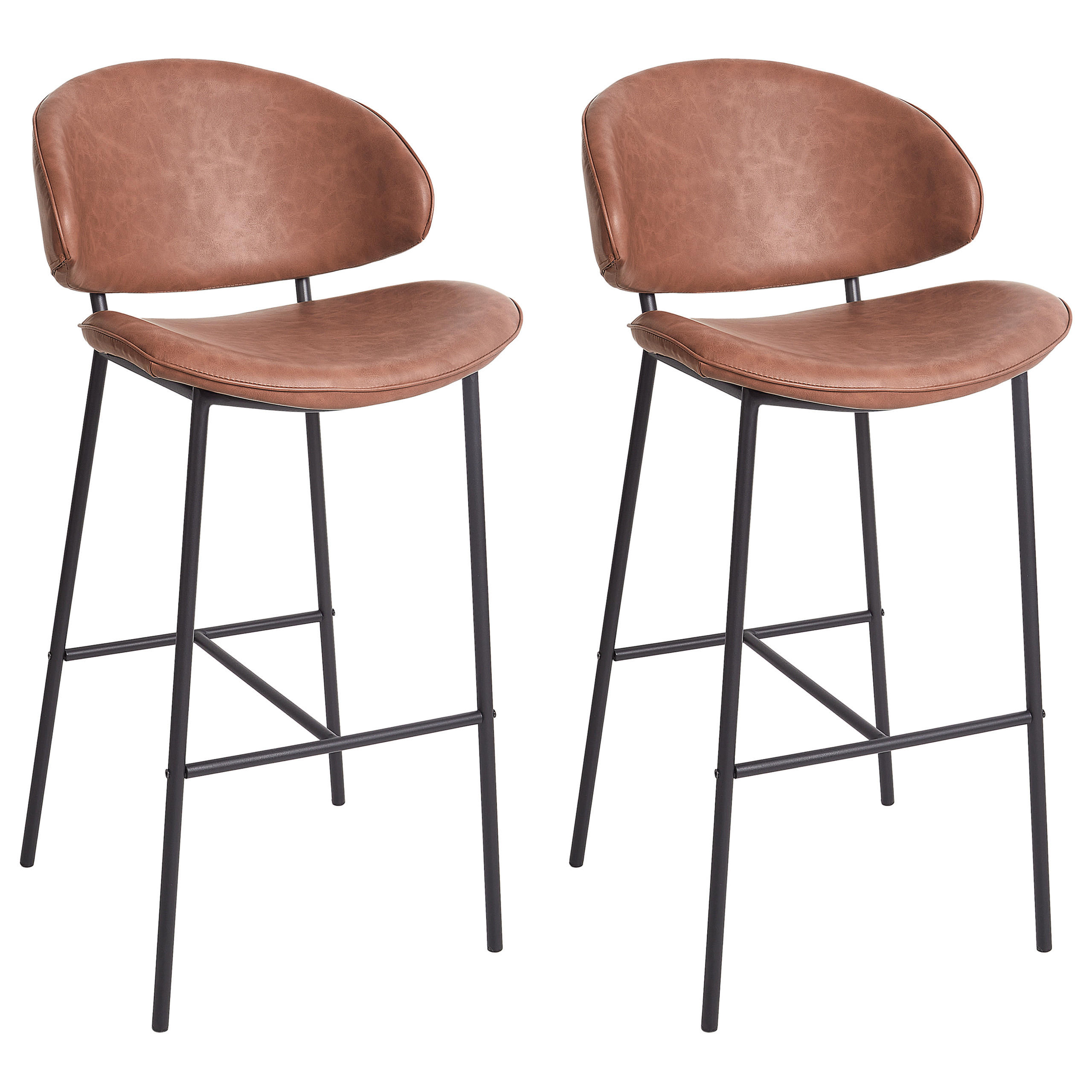 BARSTUHL 2er-Set Kunstleder Braun Kiana - Braun, Kunststoff (49/104/59cm) - Beliani