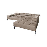 ECKSOFA NELSON Grau Leder - Schwarz/Grau, Leder/Metall (321/216cm) - KAWOLA