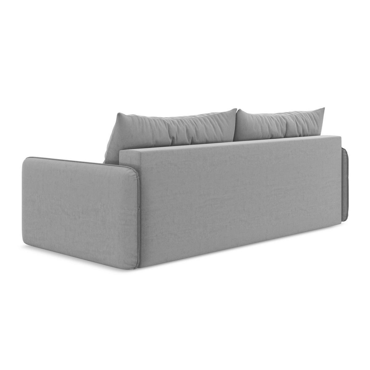 3-SITZER SOFA mit Schlaffunktion Samt Stoff Grau - Schwarz/Grau, Kunststoff/Textil (216/86/105cm) - LaMiaSofa