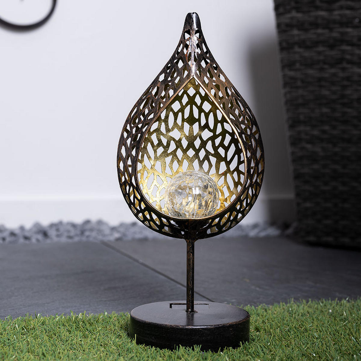 LED AUSSENLEUCHTE Gold patiniert 2er Set - Goldfarben, Glas (16/13/35.5cm) - Globo Lighting