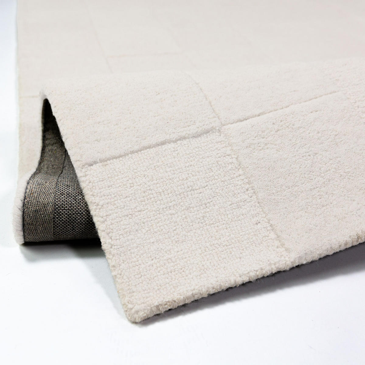 TEPPICH aus Wolle DEBEN in Elfenbein, mit Schachbrettmuster, 160 x 230 cm - Beige, Textil (160/230cm) - KADIMA DESIGN