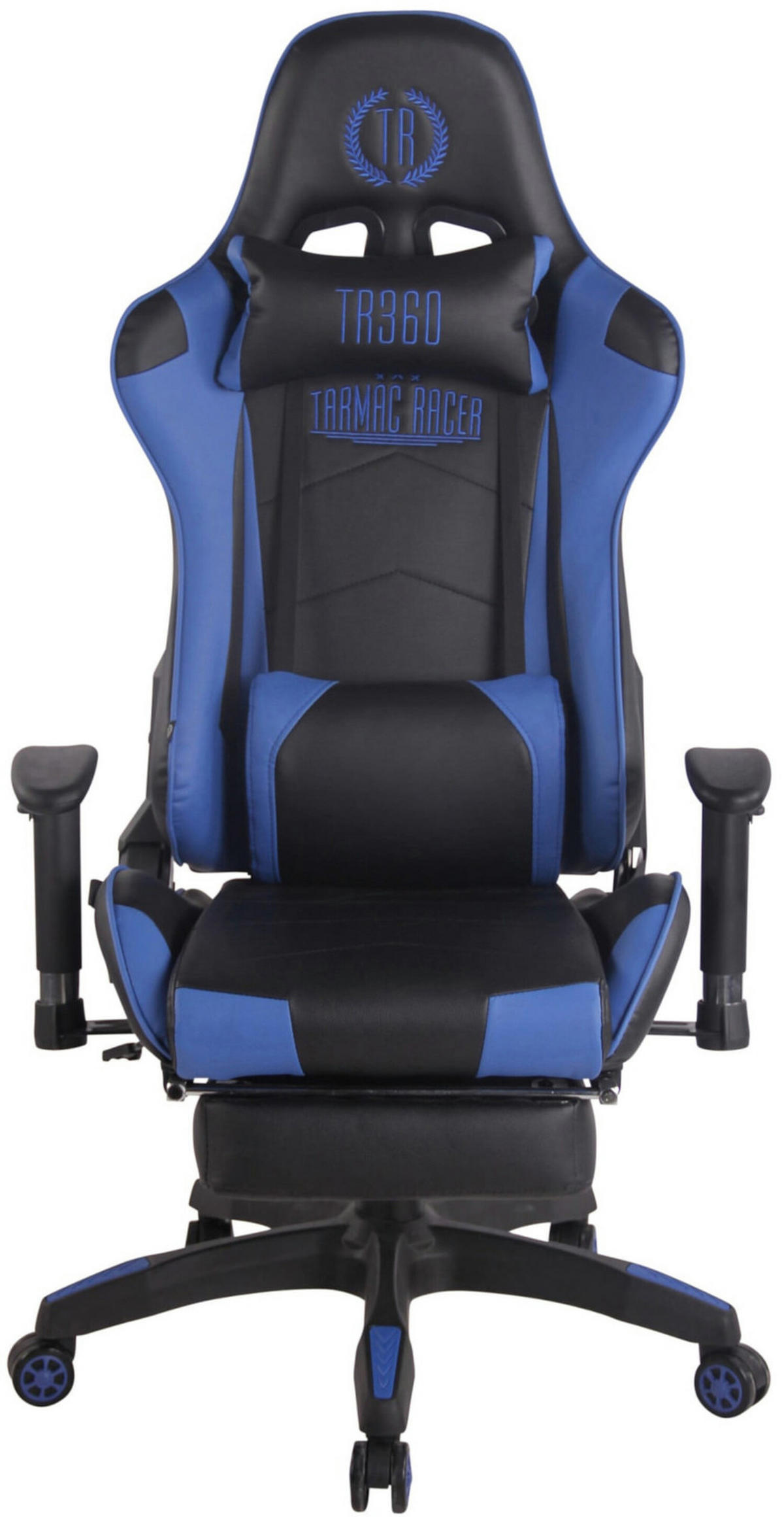 BÜROSTUHL Racing Turbine mit Fußablage, Schwarz/Blau - Blau, Kunststoff/Textil (67/142/58cm) - TPFLiving