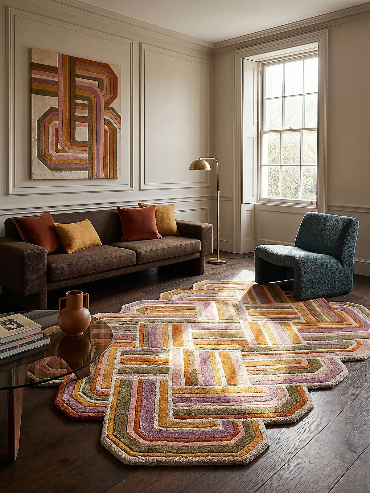 TEPPICH aus Wolle SOAR in Flieder, geometrisch, 140 x 200 cm - Rosa, Textil (200/140cm) - KADIMA DESIGN