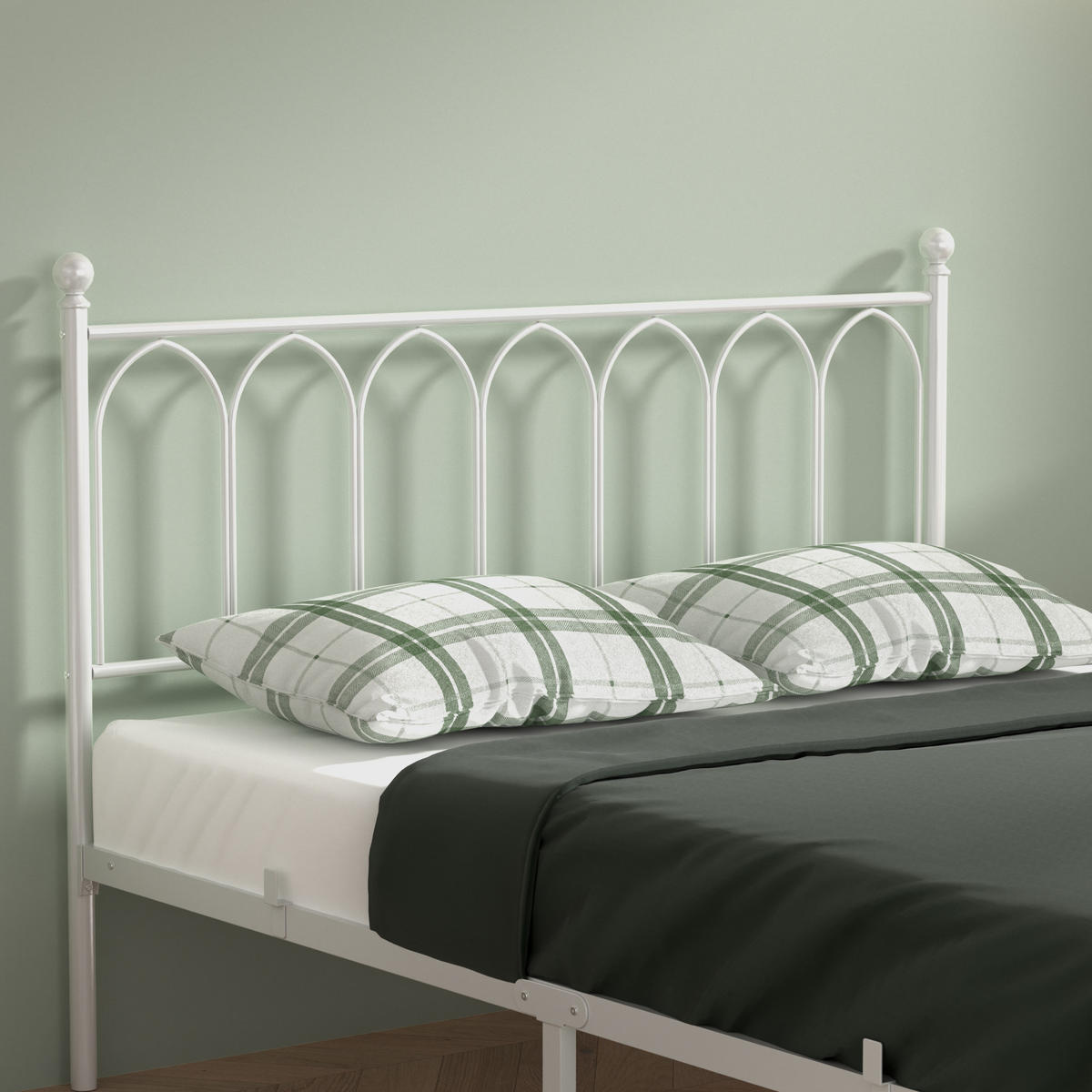 METALLBETT 140/200 mit Stauraum unter dem Bett, mit Lattenrost,Weiß - Weiß, Metall (140/200cm) - STILVORA