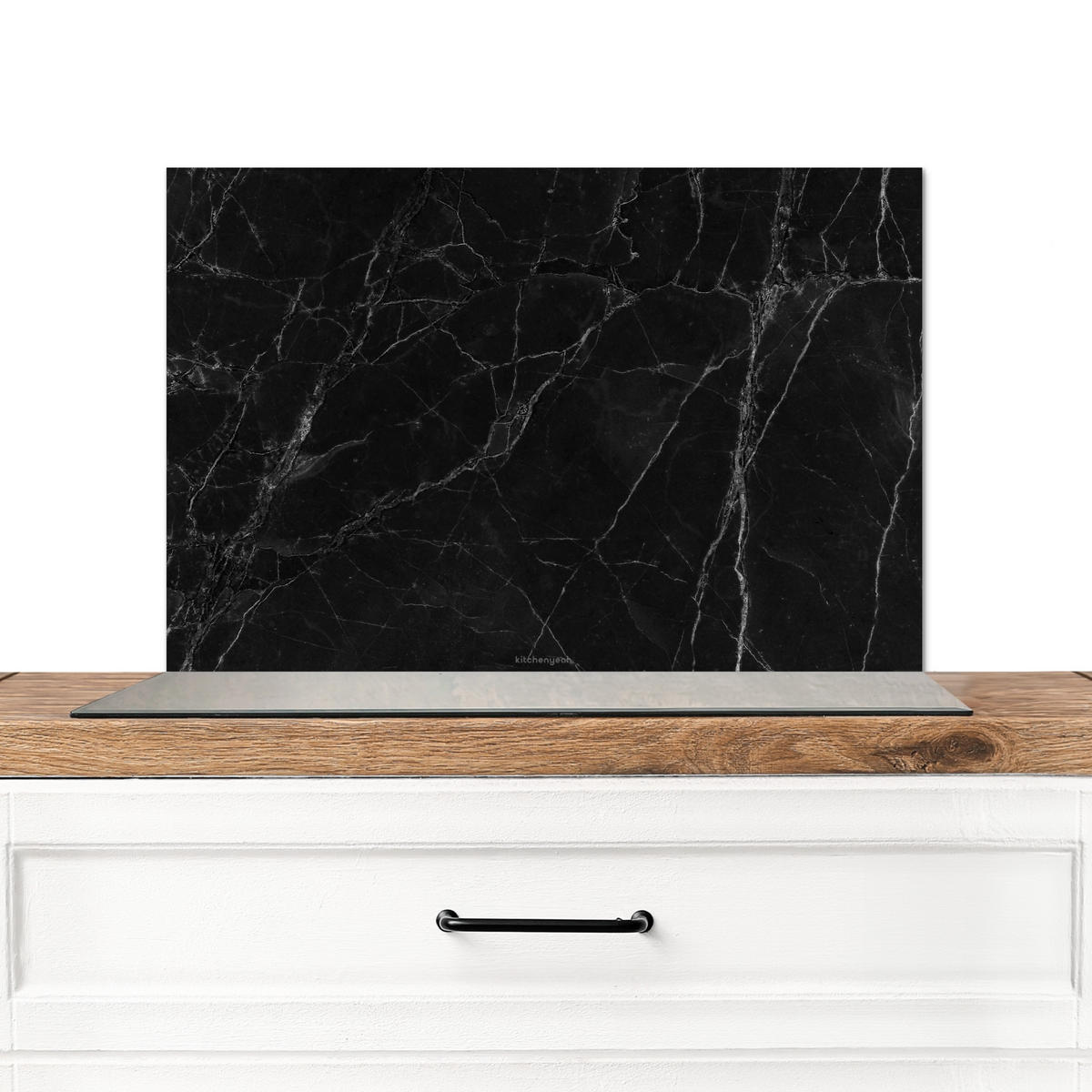 SPRITZSCHUTZ KÜCHE Schwarz - Marmor 70x50 cm - Schwarz, Metall (70/0.3/50cm) - MuchoWow