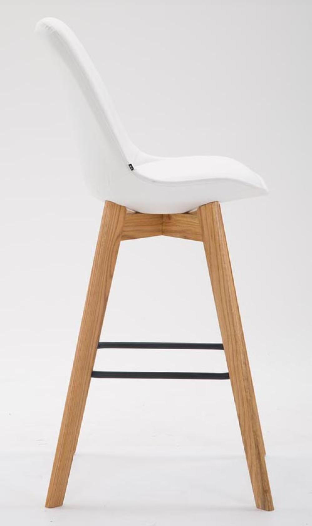 BARHOCKER 2er Set Lederlook weiß - Eukalyptusholzfarben/Weiß, Holz/Textil (48/112/56cm) - CLP