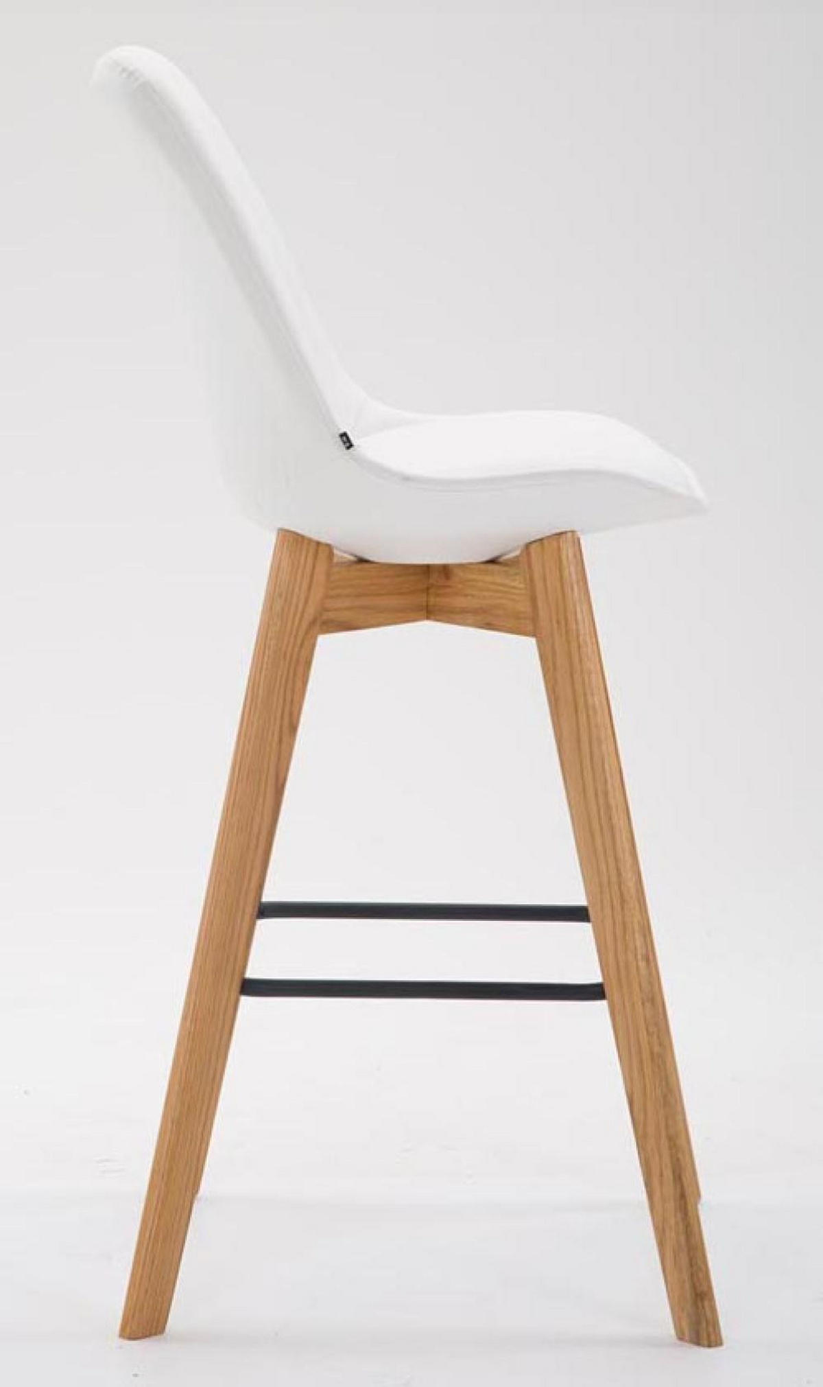 BARHOCKER 2er Set Lederlook weiß - Eukalyptusholzfarben/Weiß, Holz/Textil (48/112/56cm) - CLP