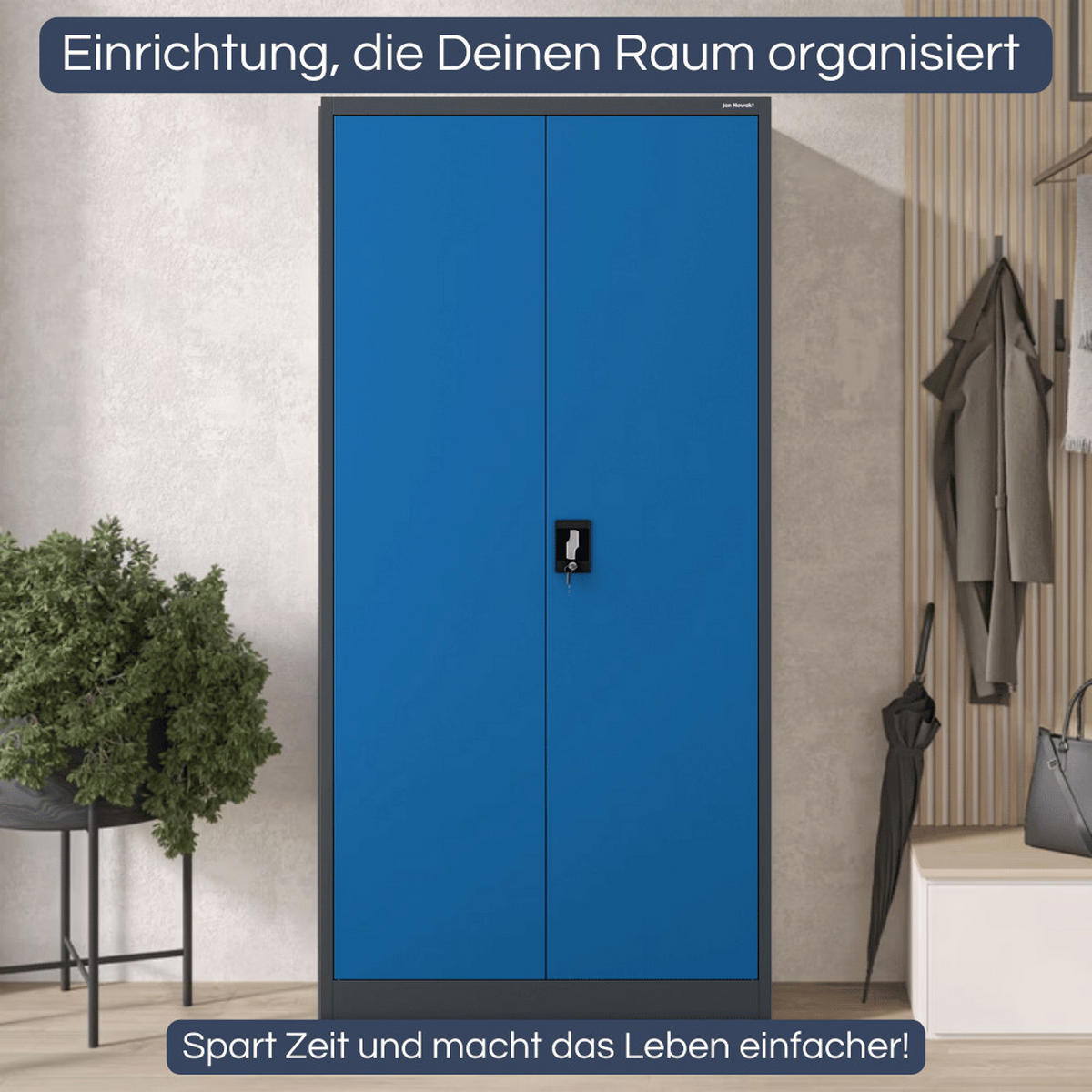 MEHRZWECKSCHRANK Metall abschließbar REKL 185x90x45cm Anthrazit-Blau - Anthrazit, Metall (90/185/45cm) - DELUKE