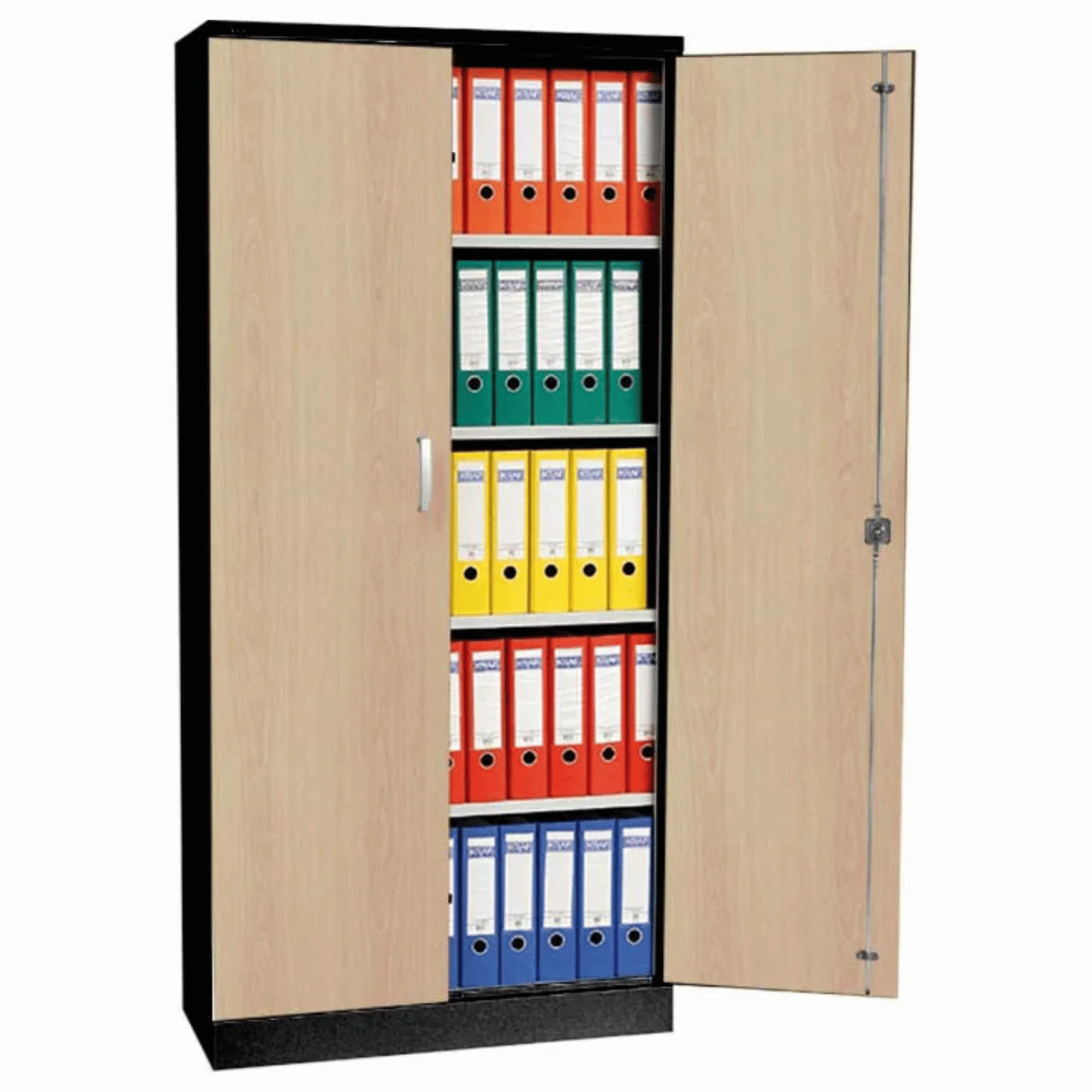 AKTENSCHRANK Beetle 4 Fachböden 195x92x42 cm Schwarz & Ahorn - Ahornfarben, Metall (92/195/42cm)