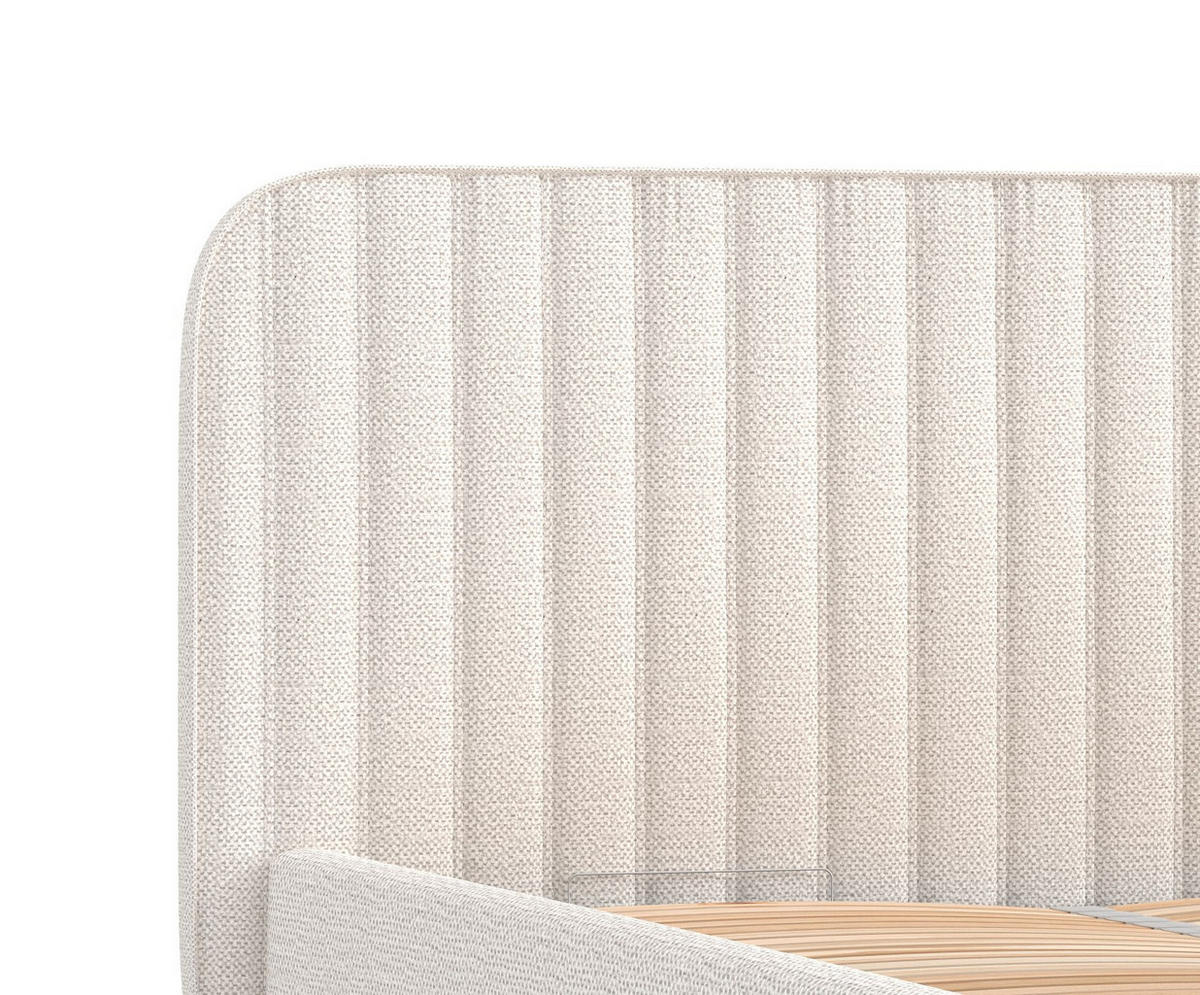 POLSTERBETT Noto Creme 140/200 cm im Chenille-Stoff - Creme/Naturfarben, Holz/Holzwerkstoff (140/200cm) - Maison de Reve