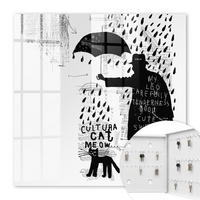 SCHLÜSSELBOX Weiß 30x30 cm – Türöffnung nach rechts - Weiße Silhouette - Schwarz, Metall (30/30/5cm) - TULUP