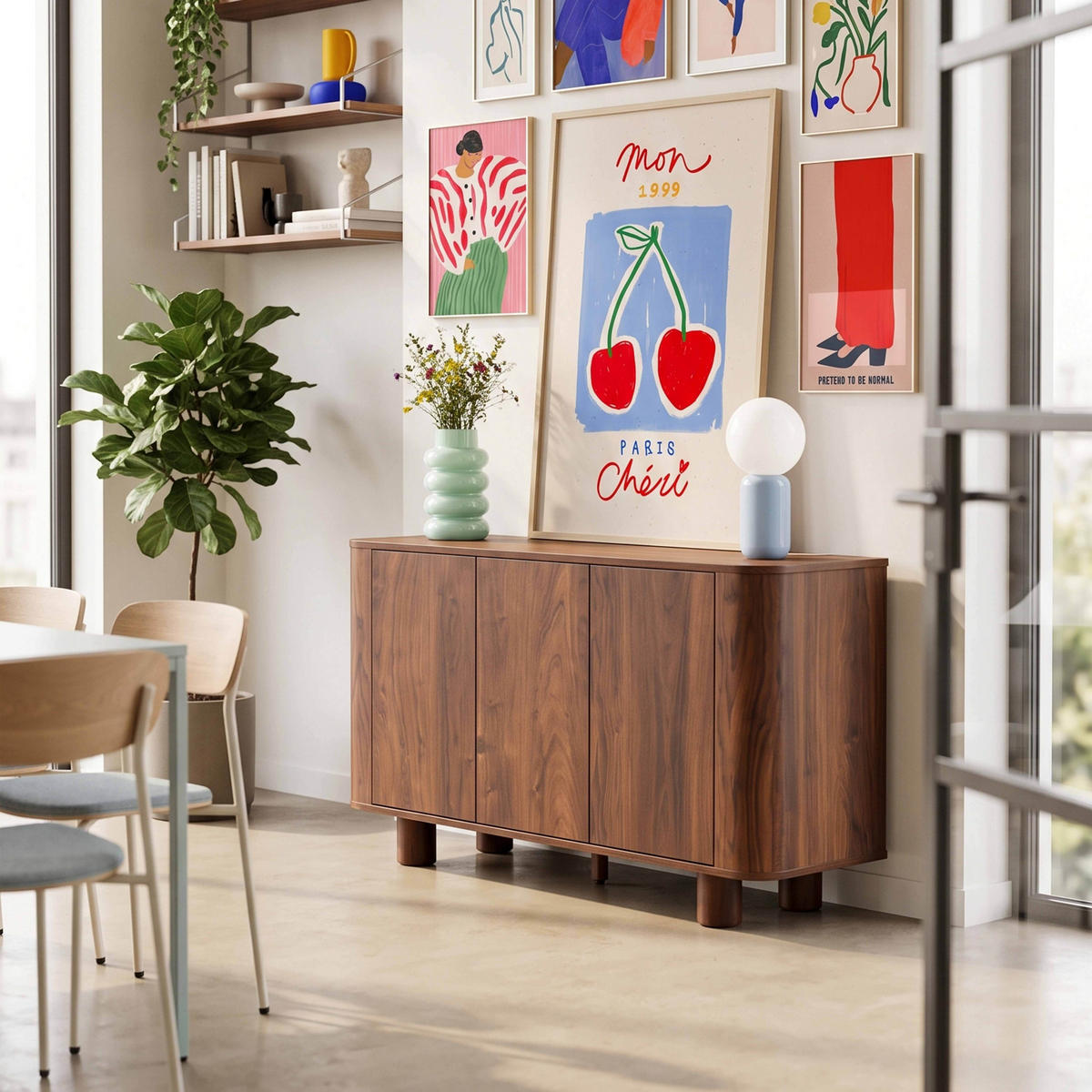 SIDEBOARD 120 cm, dunkles holz - Dunkelbraun/Braun, Holz (120/75/40cm) - Oviala