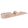 BÄLLEBAD klein mit Schaumstoff Bausteinen für Kinder, Samt, Ecru - Ecru/Beige, Textil (250/45/30cm) - MeowBaby