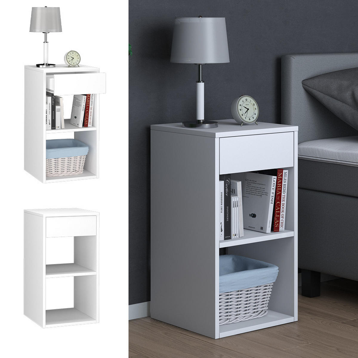 NACHTTISCH Dany Weiß 35 x 65 cm - Weiß, Holzwerkstoff (35/65/35cm) - Vicco