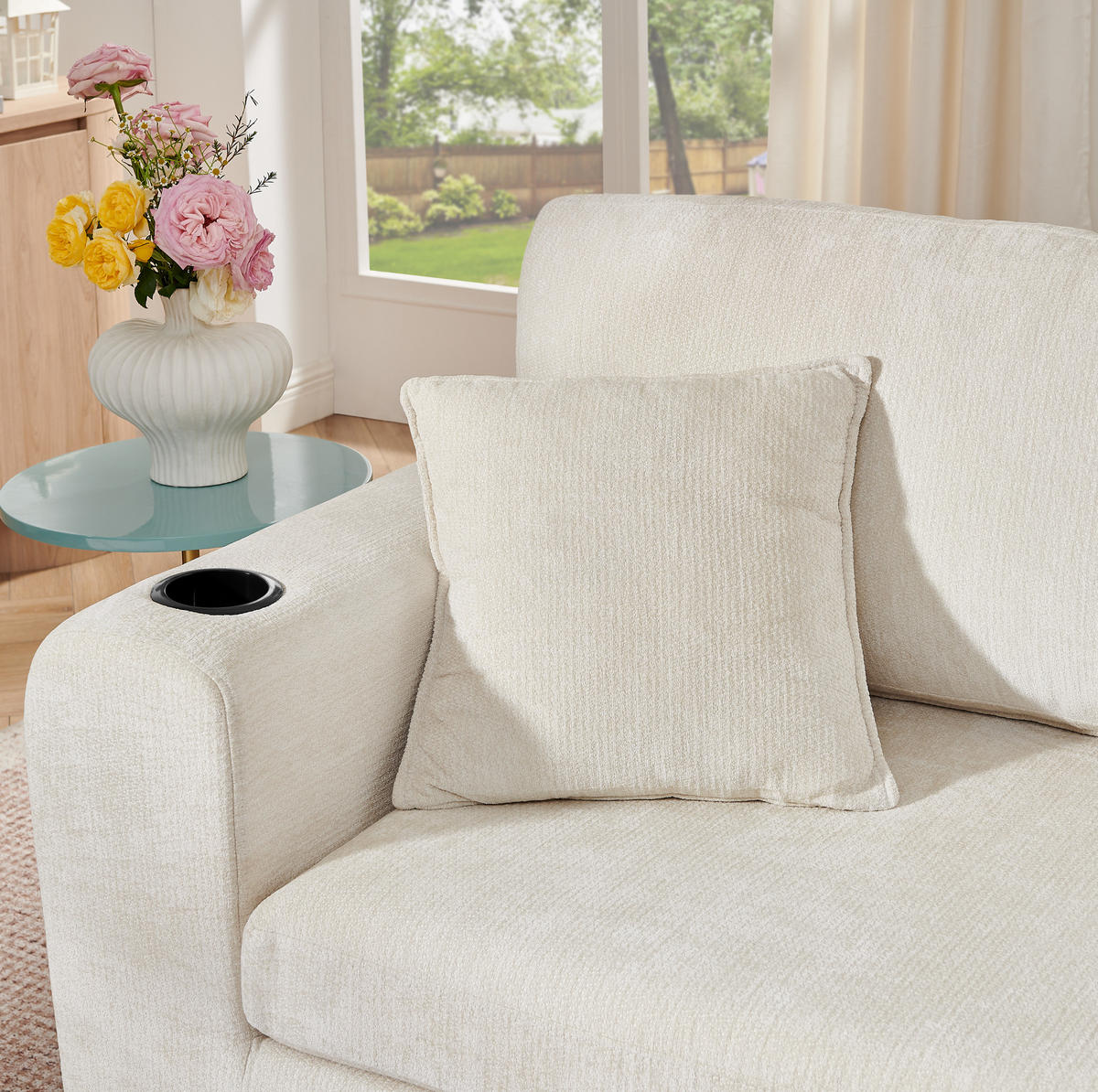 SOFA 2-Sitzer Chenille Beige - Beige, Kunststoff (220/89/100cm) - Meubliv