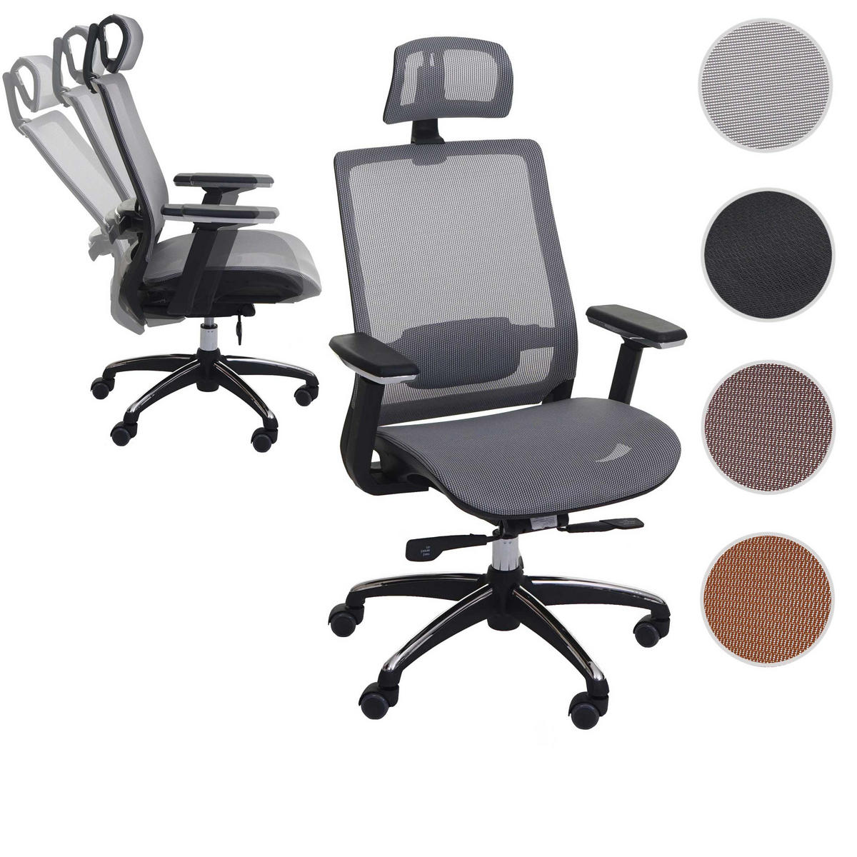 BÜROSTUHL Grau - Grau, Textil (63/124/68cm) - MCW