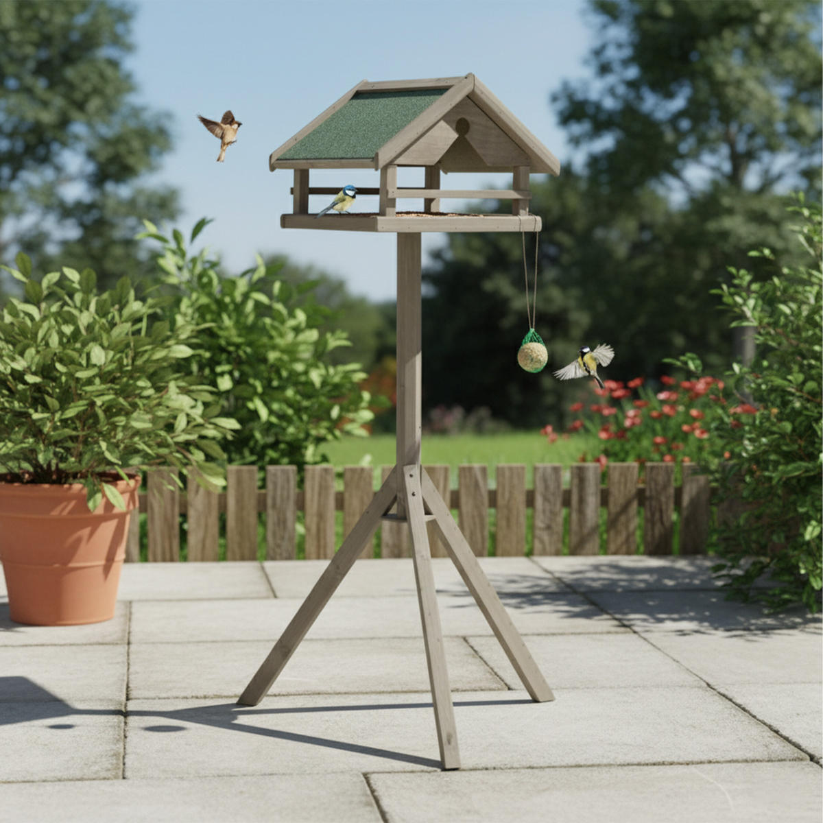 VOGELFUTTERHAUS - Braun, Holz (37/120/37.5cm) - Relaxdays