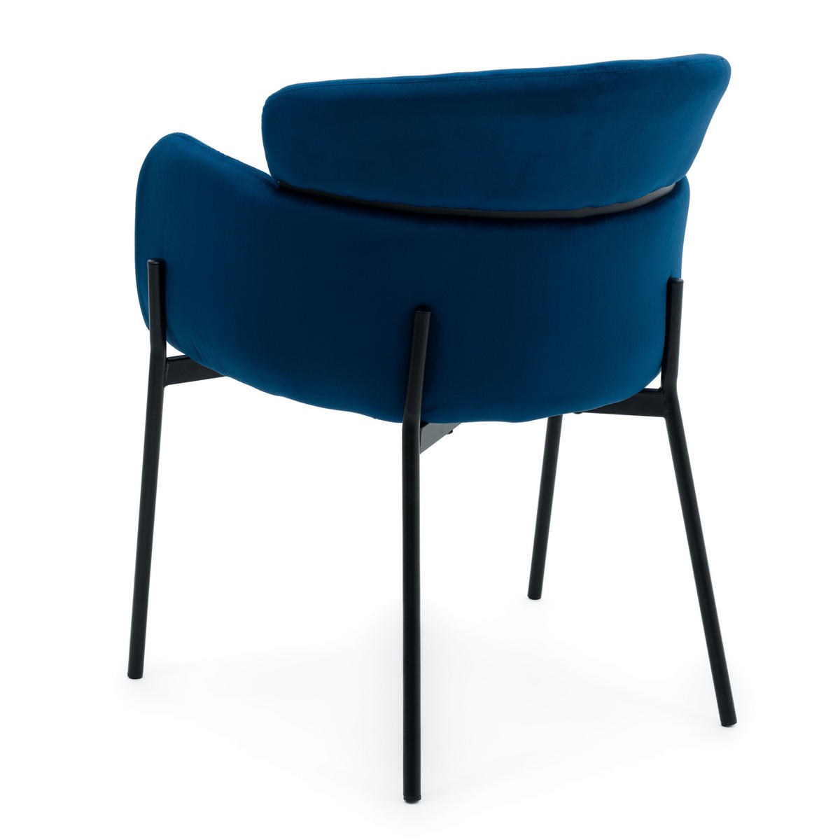 STUHL BOLZANO gepolsterter mit Steppung - dunkelblau - Samt Velour - Blau/Schwarz, Textil/Metall (62/80/61cm) - NEW HOME