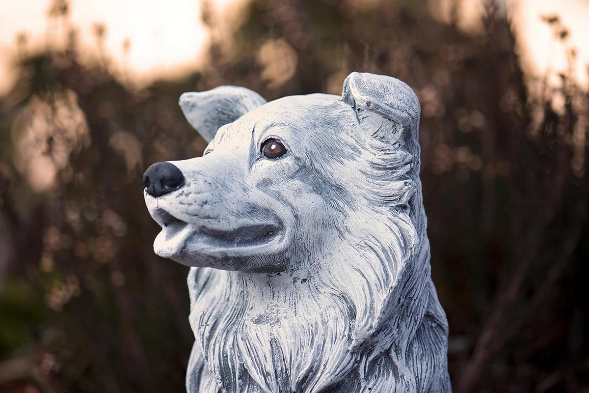 STEINFIGUR Hund Collie, Frostfest - Grau, Stein (15/25/22cm) - stoneandstyle