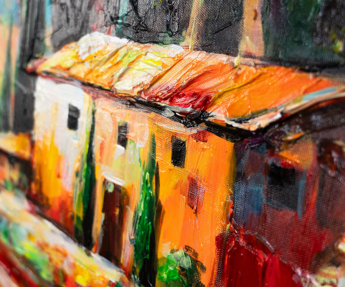 GEMÄLDE Warmer Abend auf Keilrahmen 115x50 cm - Multicolor, Holz (115/50cm) - YS-art gallery