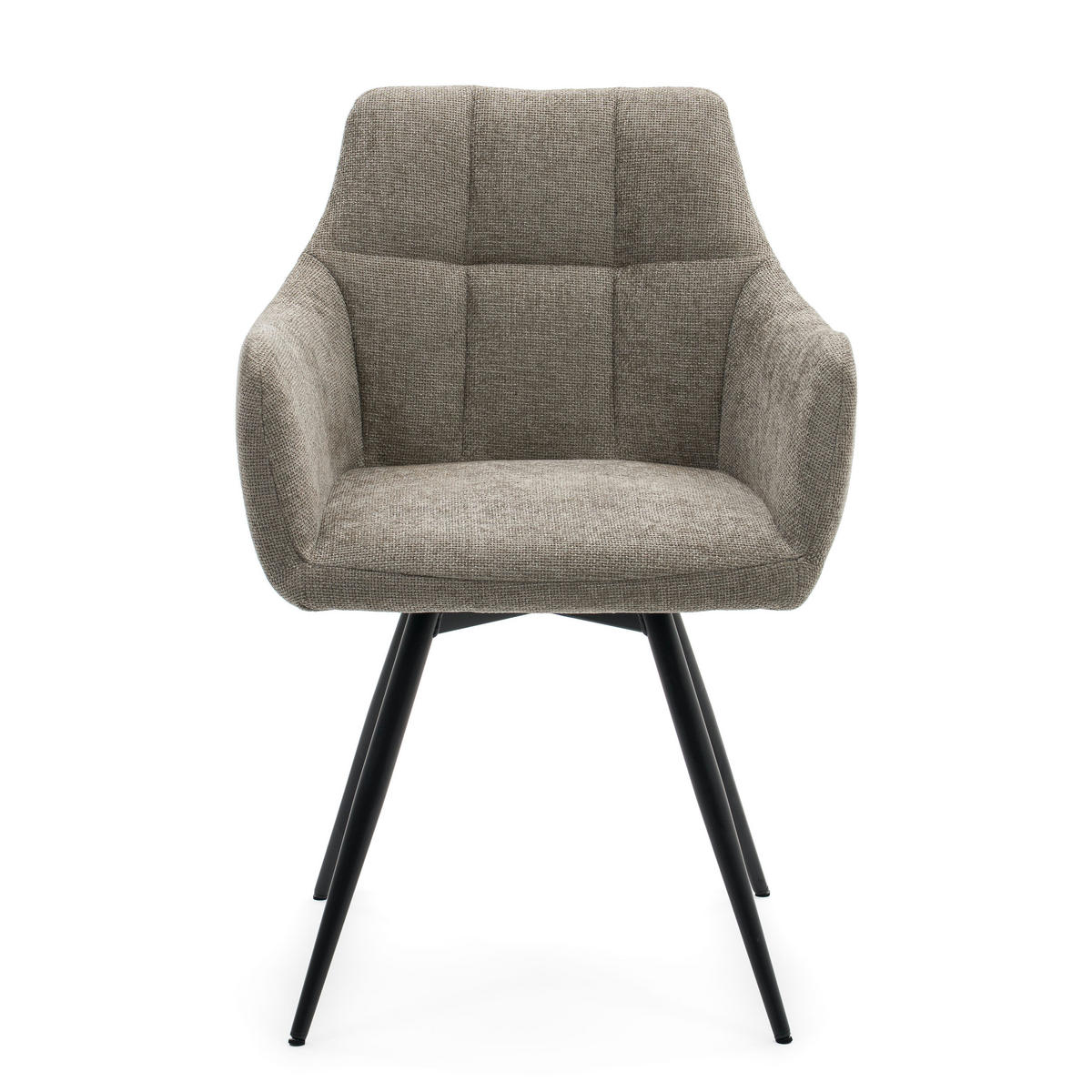 STUHL LUGANO drehbar gepolsterter mit Steppung - beige - Chenille - Beige/Schwarz, Textil/Metall (58/84/59cm) - NEW HOME