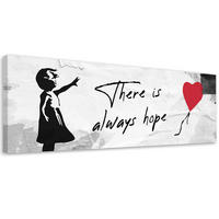 WANDBILD banksy girl mit luftballon - Grau, Textil (90/30cm) - Feeby