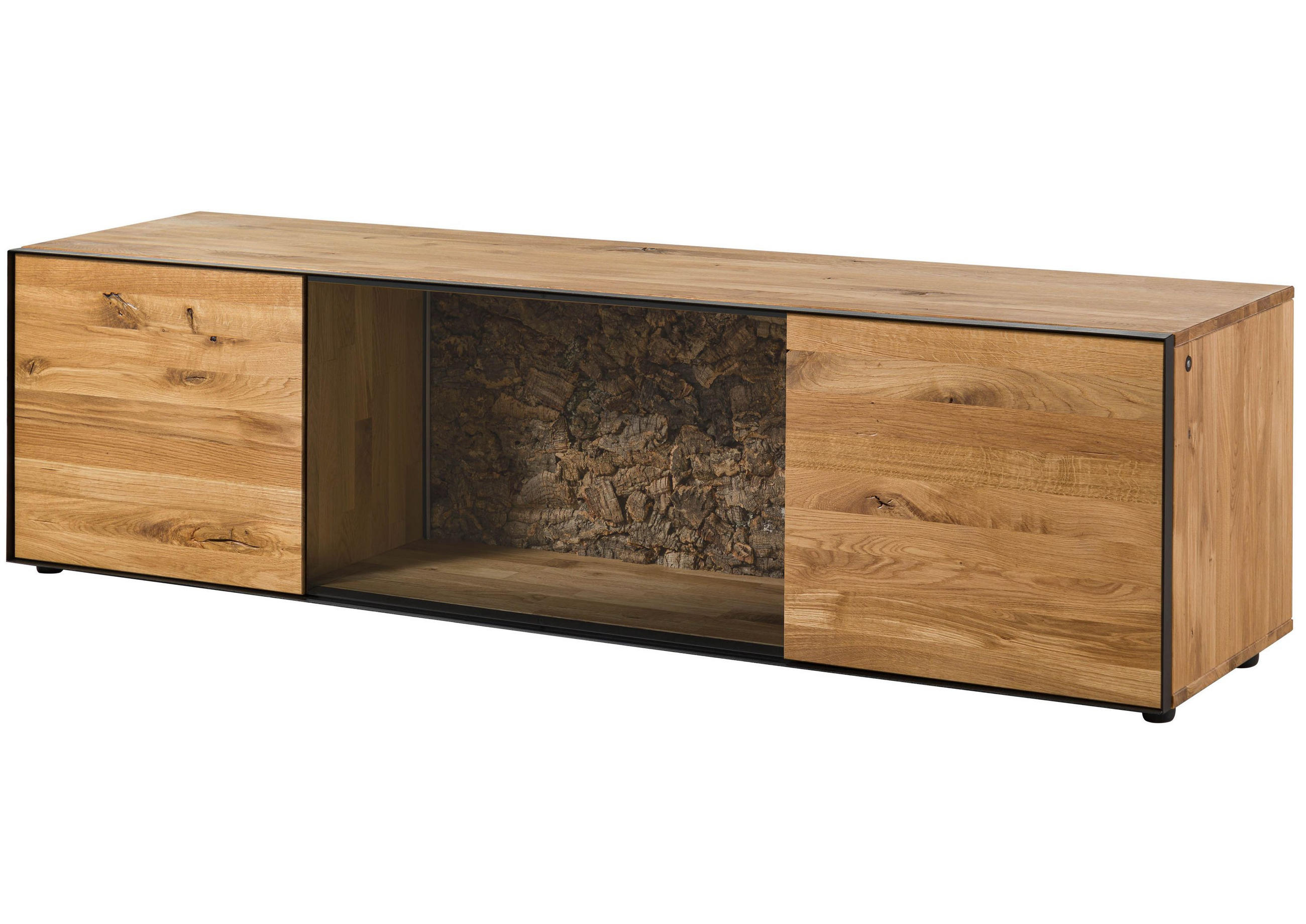 LOWBOARD Wildeiche 200x53x55 natur geölt STARNBERG #11 - Naturfarben, Holz (200/55/53cm) - Massivmoebel24
