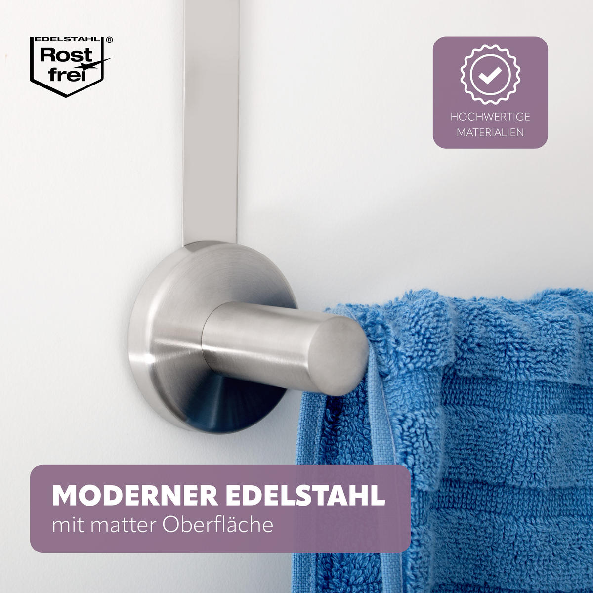 TÜR-HANDTUCHSTANGE PIAZZA, Edelstahl - Edelstahlfarben, Metall (66/6/15cm) - bremermann