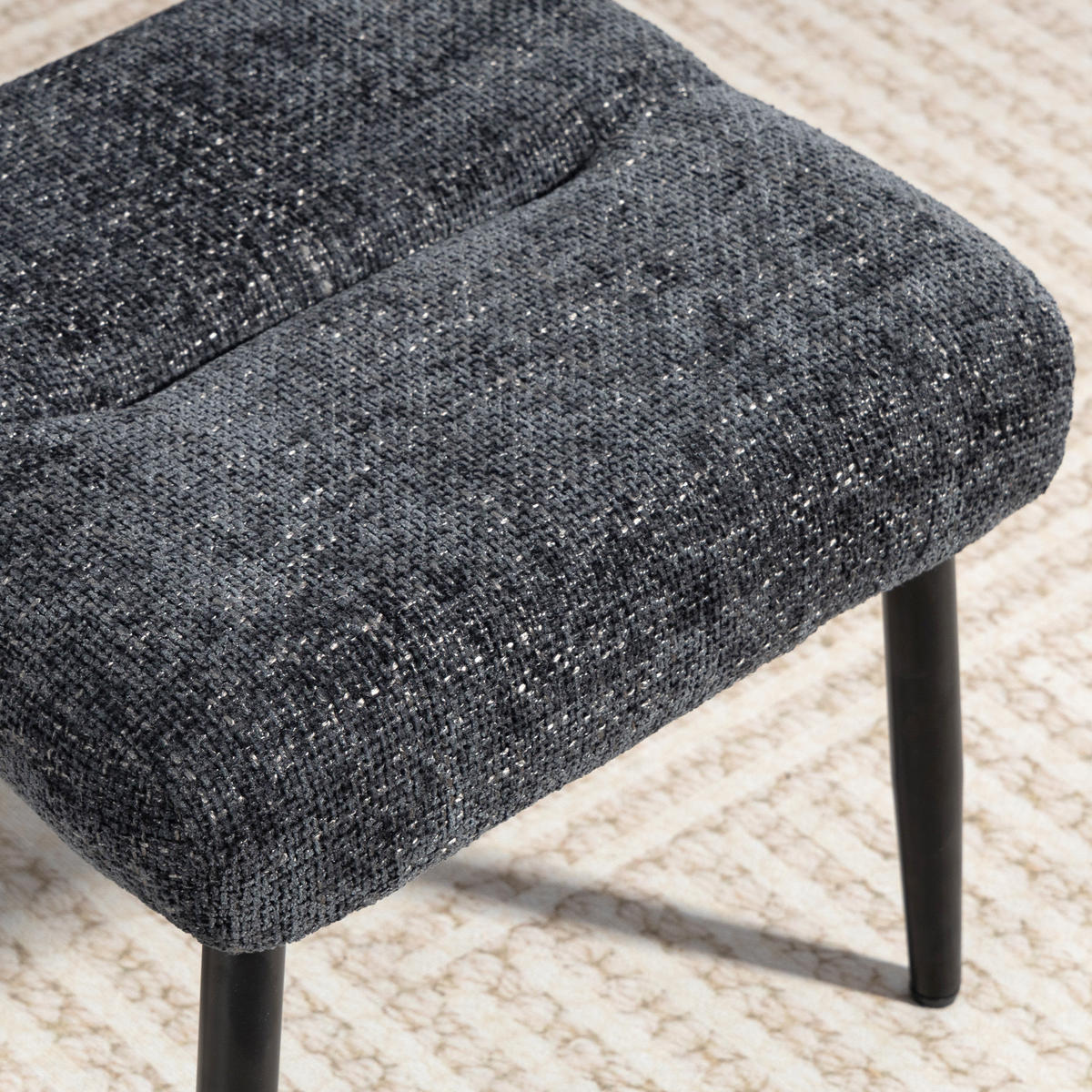 SITZHOCKER mit Stahlbeinen Fußhocker Chenille-Stoff - Dunkelgrau, Textil (41/38/45cm) - HOMCOM