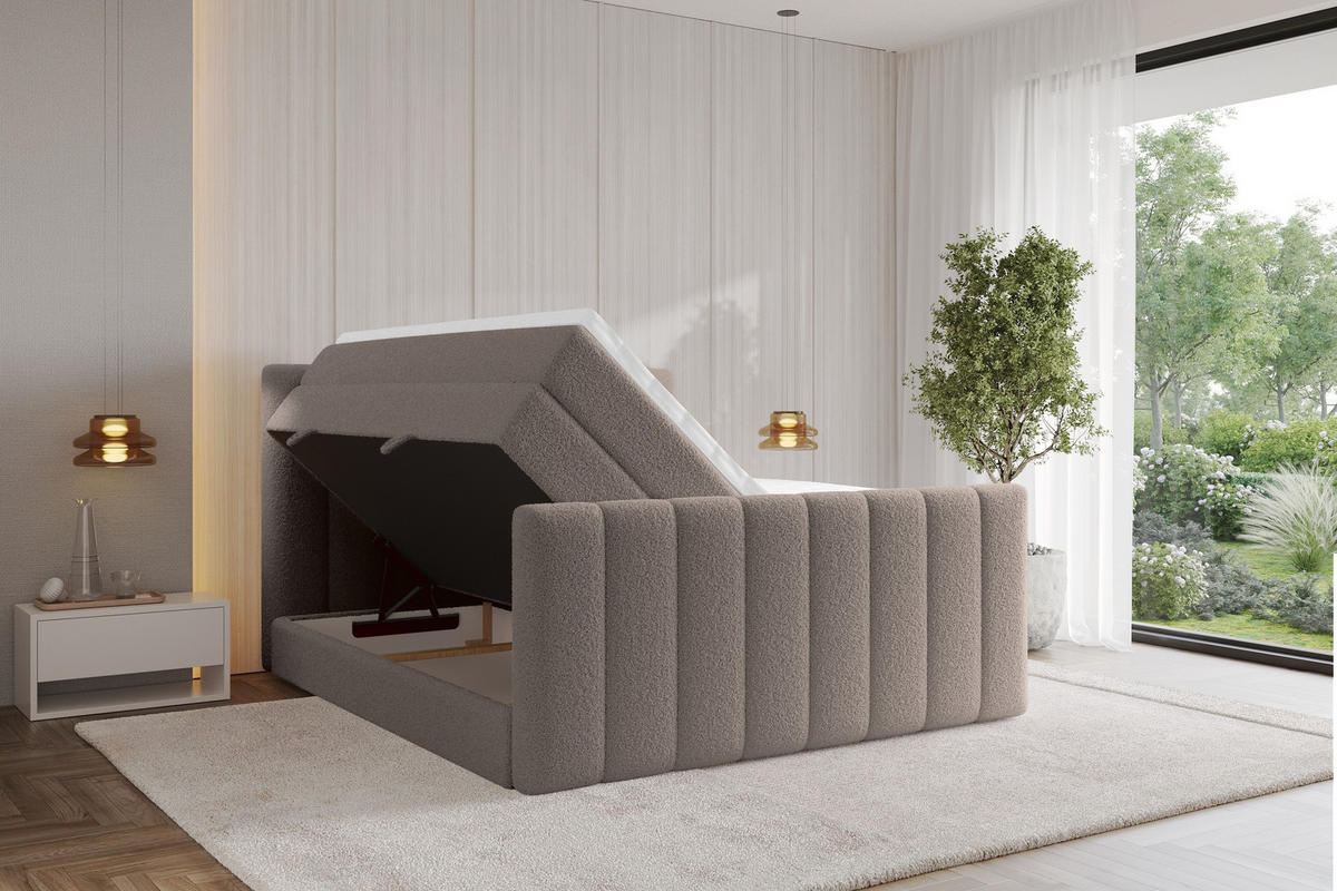 BOXSPRINGOVÁ POSTEL s matrací H3/H4 - OTTA-Z KING - 120x200 cm Hnědá - hnědá, kompozitní dřevo (120/200cm) - ALTDECOR