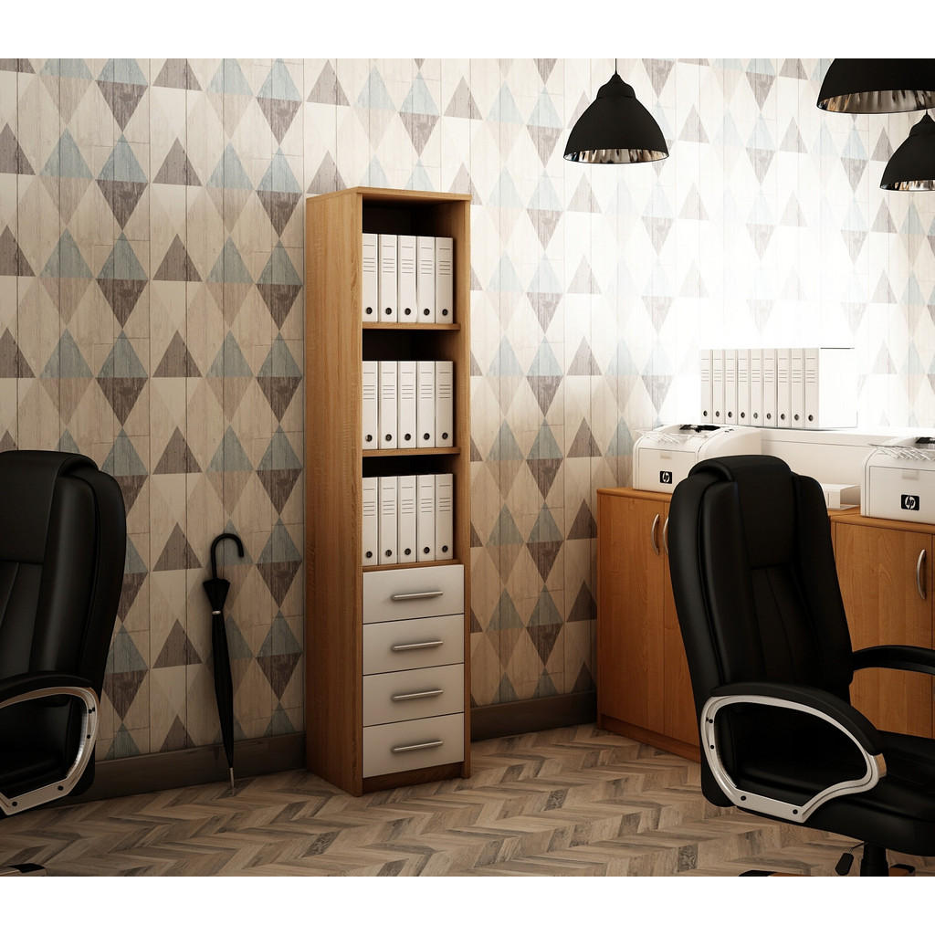 Thumbnail - Matkam Möbel Hochregal, Sonoma Eiche, Weiß, Holzwerkstoff, 40x182x35 cm, Wohnzimmer, ,