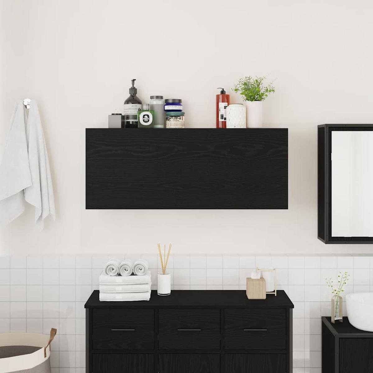 BAD-WANDSCHRANK Schwarz 100/25/40 Cm Holzwerkstoff - Schwarz, Holzwerkstoff (25/40/100cm) - vidaXL