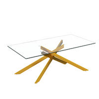 COUCHTISCH DE-37412 120 cm rechteckig mit Glasplatte Gold/Transparent - Goldfarben, Metall (120/60/46cm) - ComfortXL