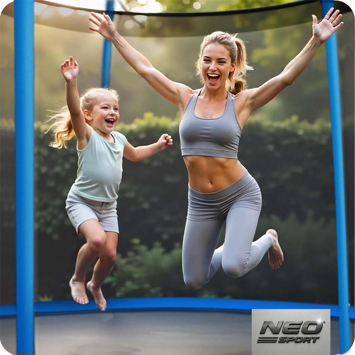 GARTENTRAMPOLIN 10 ft/312 cm mit Innengitter und Leiter - Blau, Metall (312/312cm)
