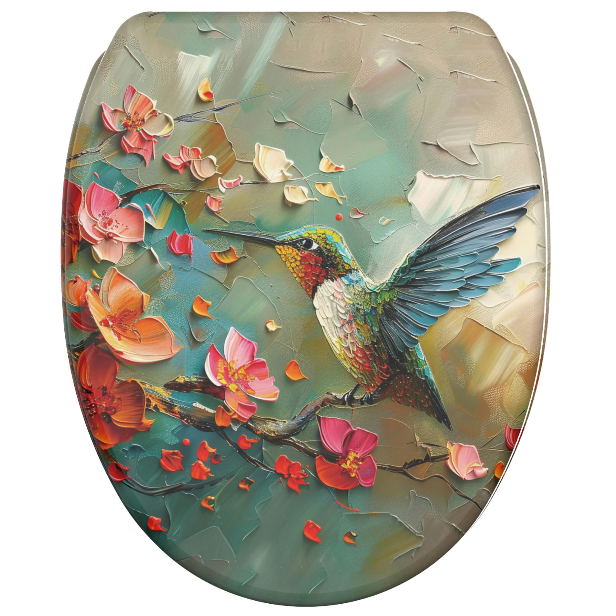 WC-SITZ mit Absenkautomatik & Top Fix Petalo - Blau/Altrosa, Holzwerkstoff (37.7/5/48cm) - Sanilo