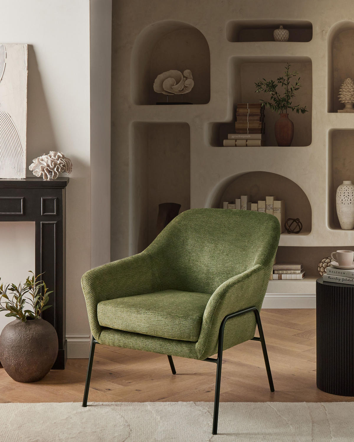 SESSEL Grün Veddige - Schwarz/Grün, Textil (74/85/82cm) - Beliani