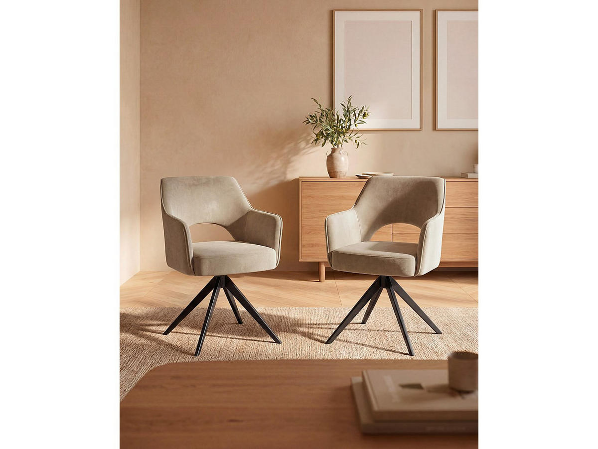 STUHL - 58 cm x 59 cm - samt - beige Konya - Beige, Textil (58/84/59cm) - Vente-Unique
