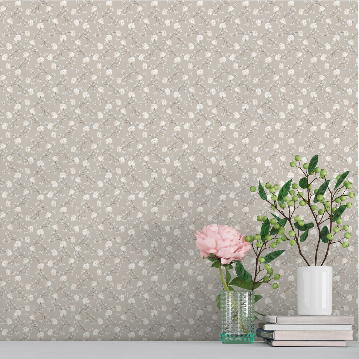 TAPETE Blumen 53 cm x 10 m - Beige, Papier (53/0.1cm) - Sanders & Sanders