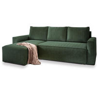 ROHOVÁ SEDAČKA POTARO tmavě zelená - šedá/tmavě zelená, dřevo/textil (232/140cm) - MASSENO