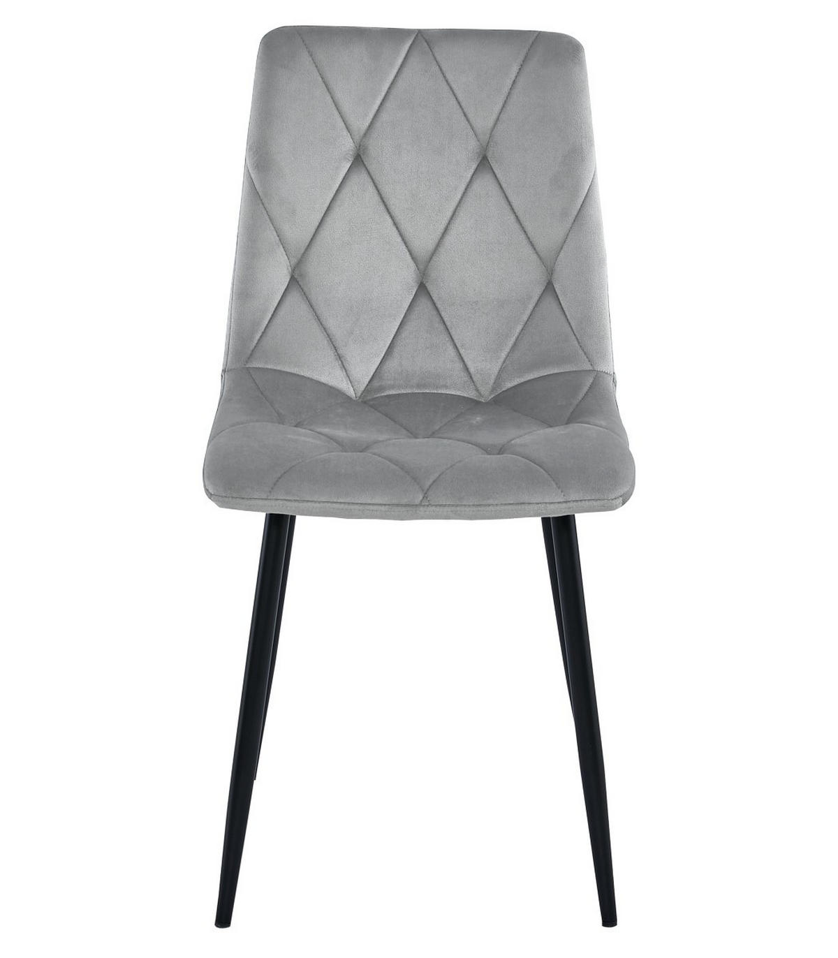 ESSZIMMERSTUHL 4-er Set TYRA silbergrauer Sitz, schwarze Beine - Silberfarben/Schwarz, Textil (44.5/87/54.5cm) - Valora