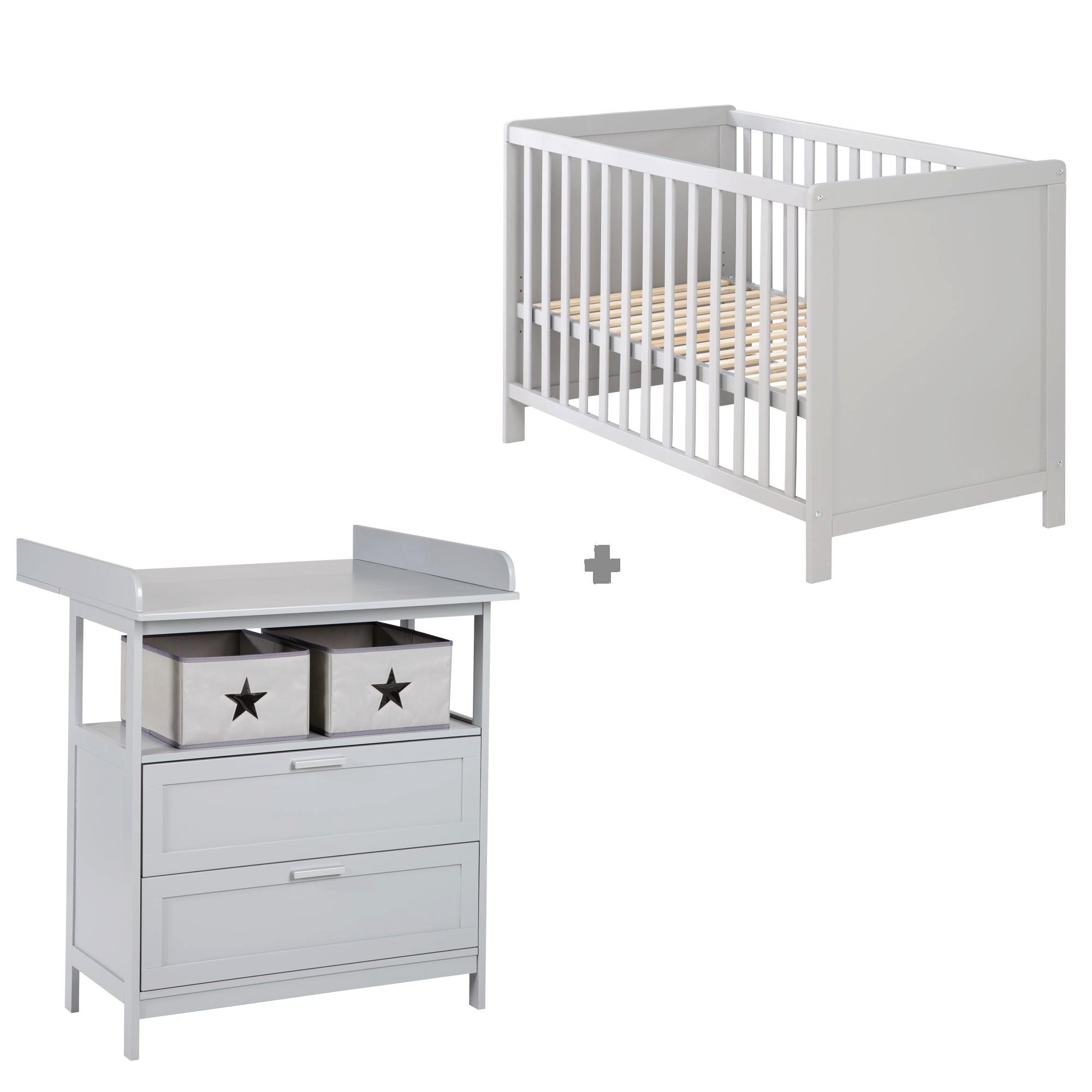 BABYZIMMER-SET Hamburg mit Schubladen, 2-teilig - Taupe, Holzwerkstoff (66/76/123cm) - Roba