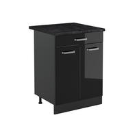 DULAP DE BAZĂ DE BUCĂTĂRIE R-Line, Negru lucios ridicat/antracit, 60 cm cu sertar стільниця Антрацит - negru cu luciu intens/antracit, compozit lemnos (60/81.6/60cm) - Vicco