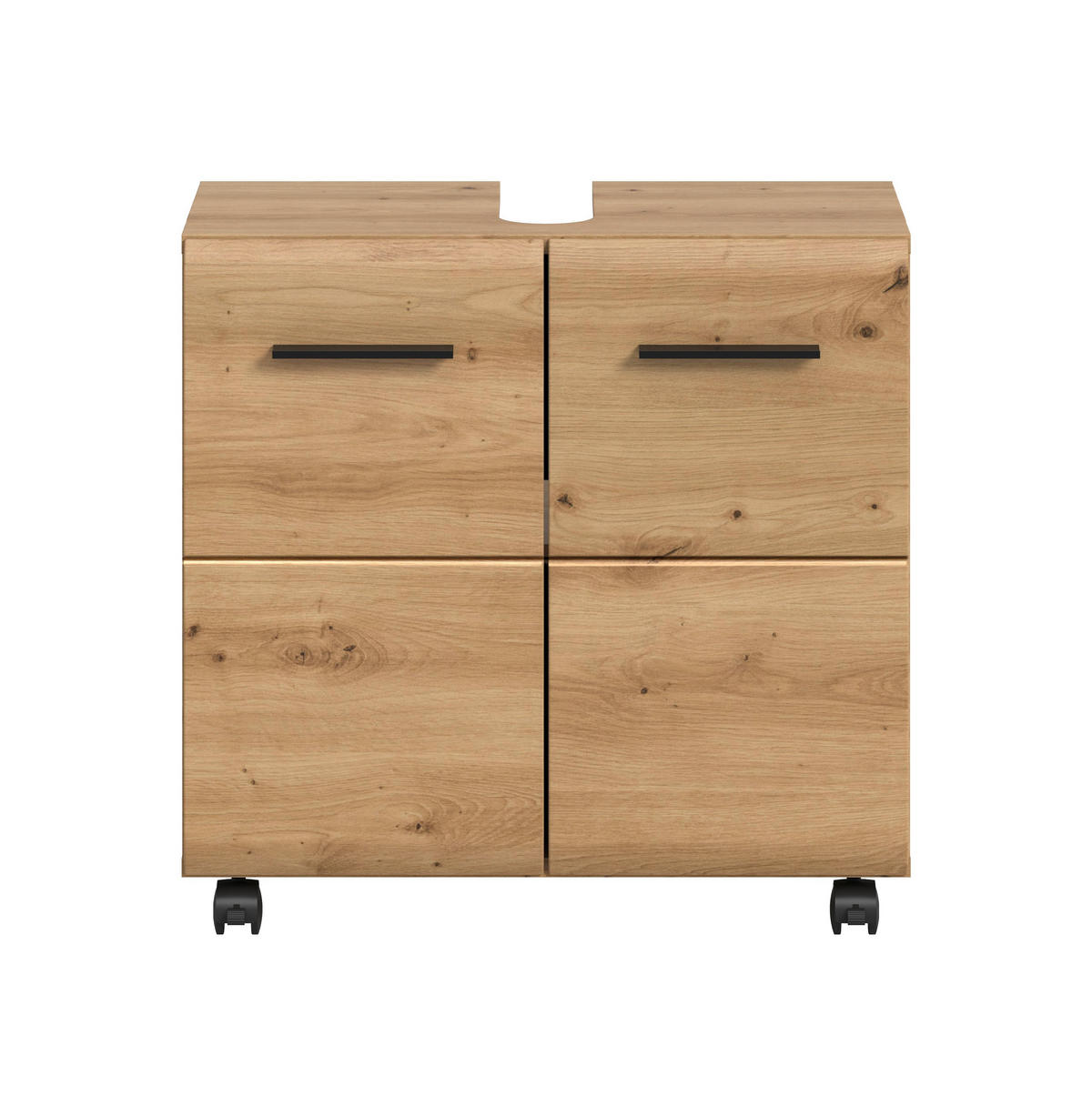 WASCHBECKENUNTERSCHRANK AUF ROLLEN Ice Artisan Oak 60/30/58 cm - Braun, Holzwerkstoff (60/58/30cm) - Xonox