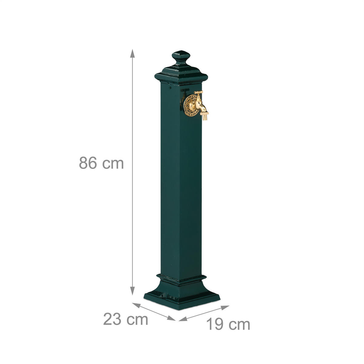 STANDBRUNNEN - Dunkelgrün, Metall (23/19/86cm) - Relaxdays