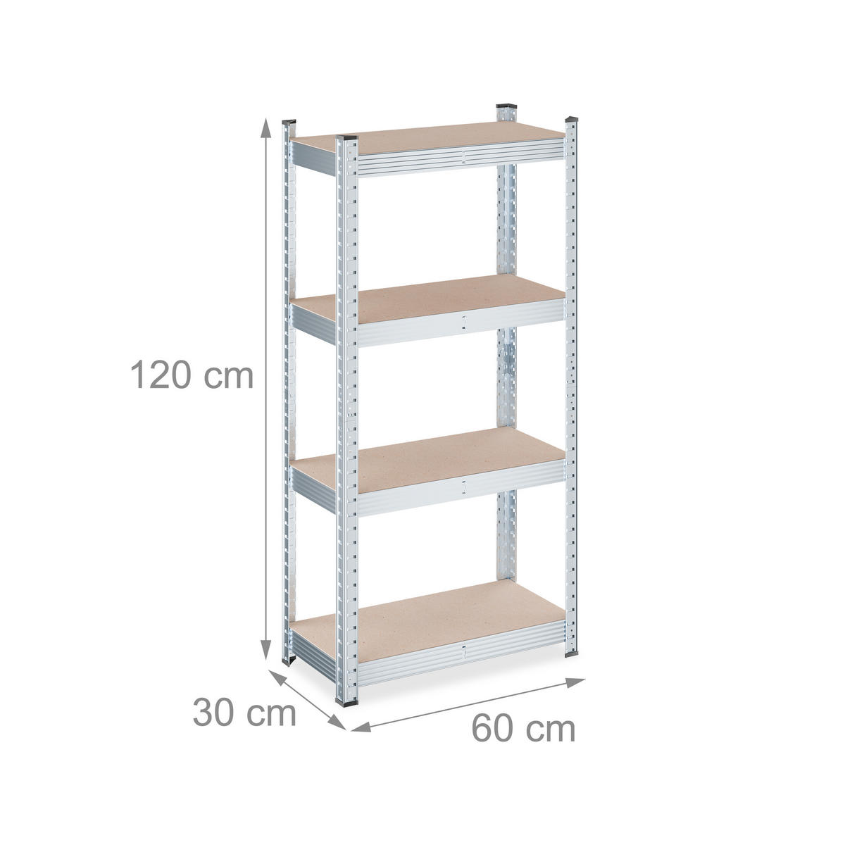 SCHWERLASTREGAL - Hellbraun/Alufarben, Holzwerkstoff/Kunststoff (60/120/30cm) - Relaxdays