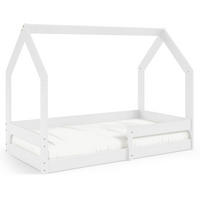 KINDERBETT Bodenbett LUMBE, Hausform - Weiß, Holz (80/160cm) - KONSIMO®