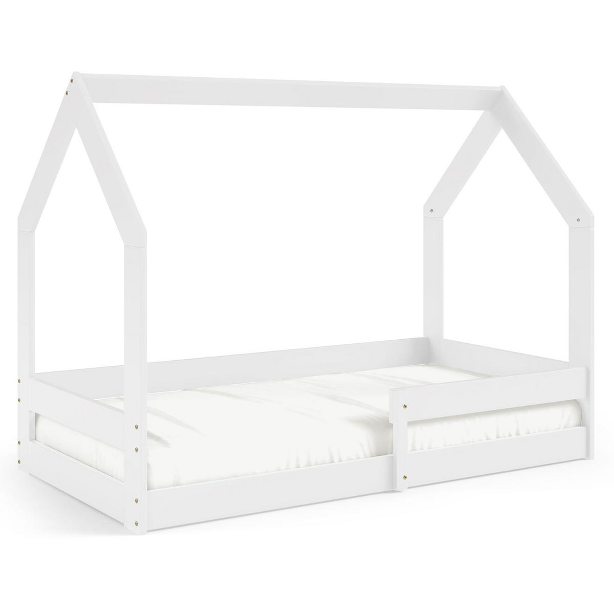 KINDERBETT Bodenbett LUMBE, Hausform - Weiß, Holz (80/160cm) - KONSIMO®