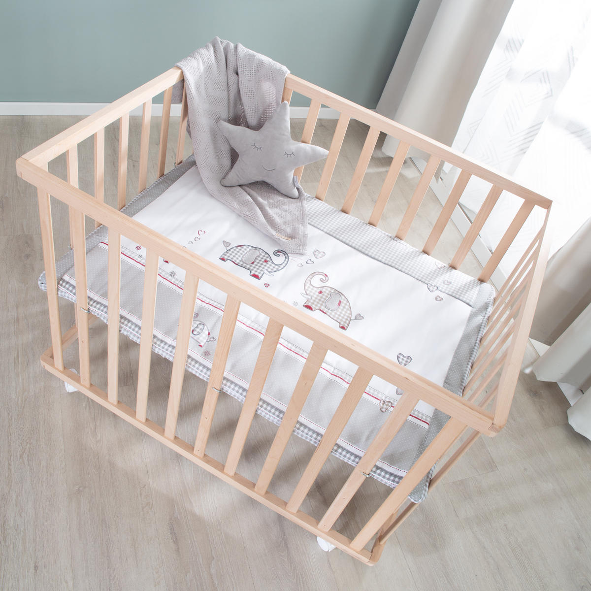LAUFGITTER 100x75, Jumbo twins grau - Naturfarben, Holzwerkstoff (73/72/98.5cm) - Roba