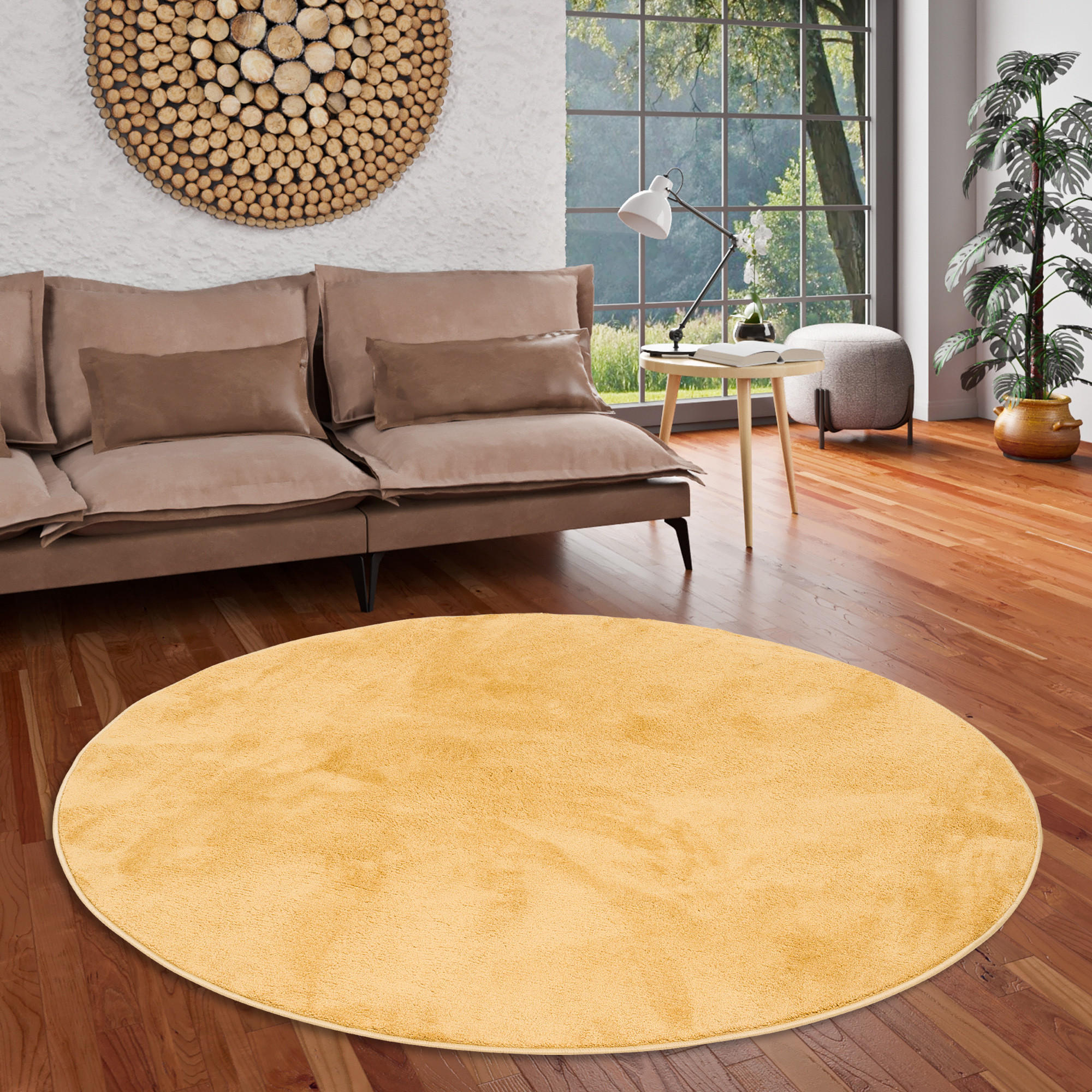 HOCHFLOR LANGFLOR TEPPICH SUPER SOFT MELIA RUND - Currygelb, Textil (200/200cm) - Pergamon